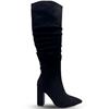 SUSST WOMENS POINT TOE ZIP HIGH LEG BOOT - BLACK SUEDE